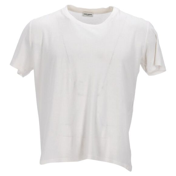Saint Laurent 1971 Back Logo Embroidered Jersey T-shirt In White Cottton